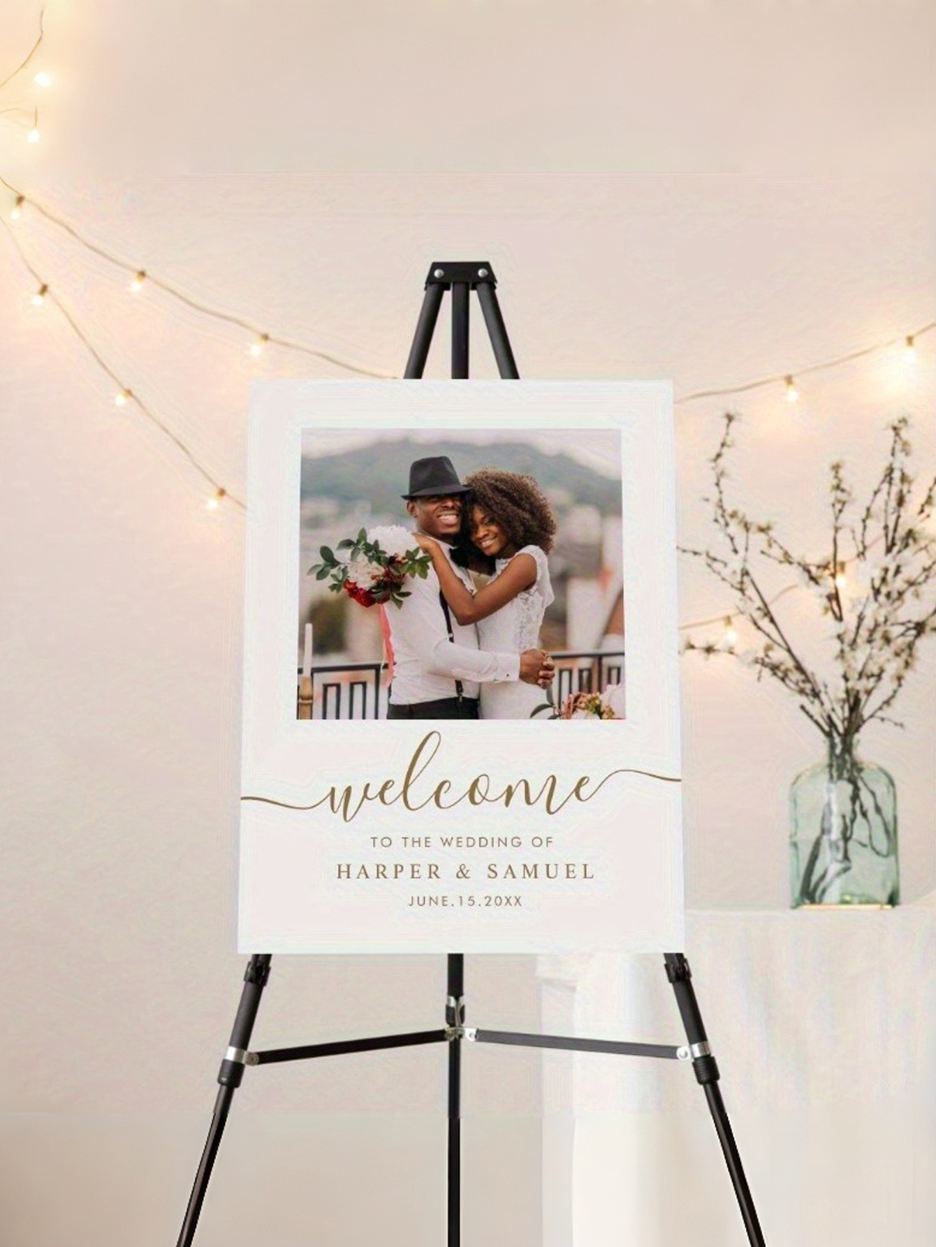 Custom Wedding Welcome Sign Photo Welcome Board Bride & Groom Names Date Decorative Display Stand Wedding Supplies Creative Personalized Signage